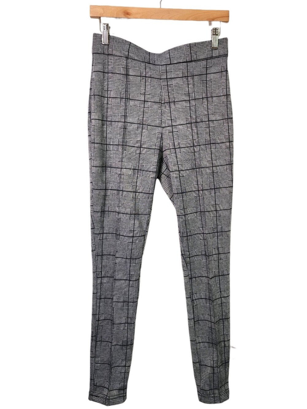 Romeo + Juliet Couture Womens Medium Glen Plaid Trousers Gray Black 26 Inseam
